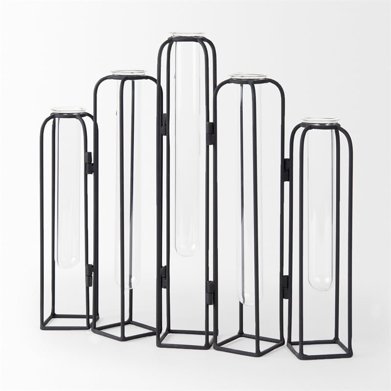 Mercana Mila 13.4L X 2.5W X 11.0H Metal And Glass Decorative Accent in Black