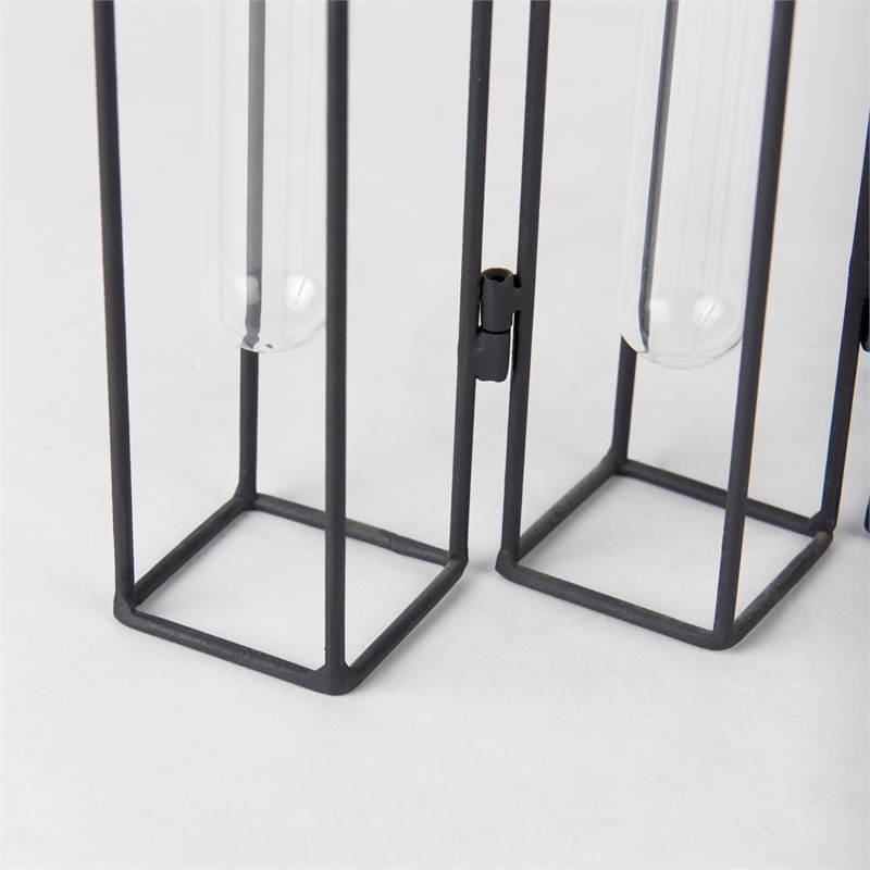 Mercana Mila 13.4L X 2.5W X 11.0H Metal And Glass Decorative Accent in Black