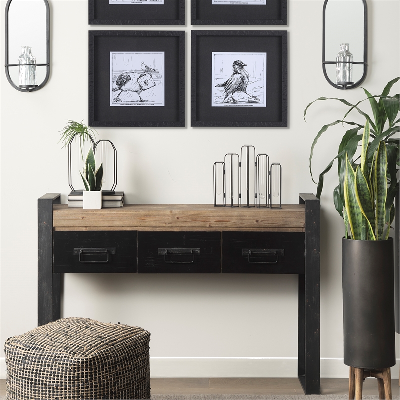 Mercana Mila 13.4L X 2.5W X 11.0H Metal And Glass Decorative Accent in Black