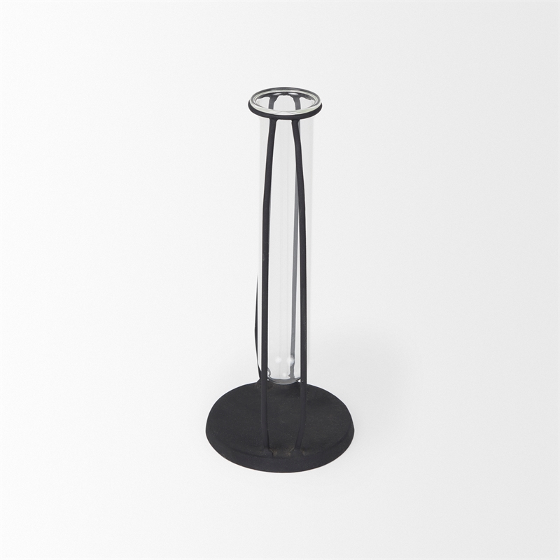 Mercana Aria 4.3L X 3.9W X 9.6H Metal And Glass Decorative Accent in Black