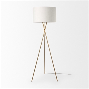 Mercana Ambrose 20.0L X 20.0W X 61.8H Gold Metal W/Cream Fabric Shade Floor Lamp