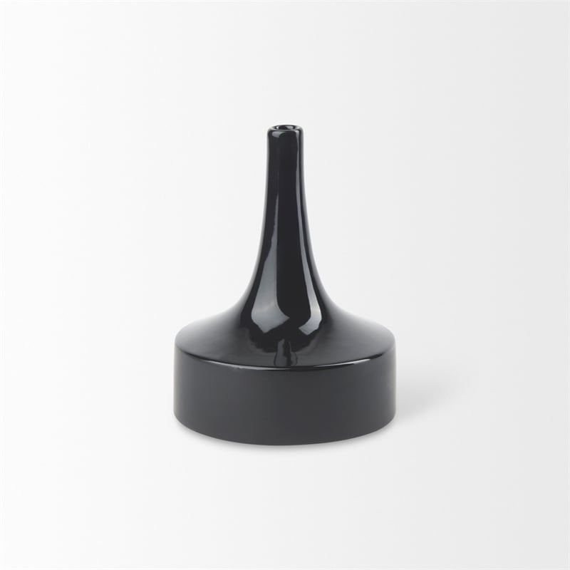 Mercana Burton 8.3H Small Glossy And Matte Black Ceramic Jug Vase