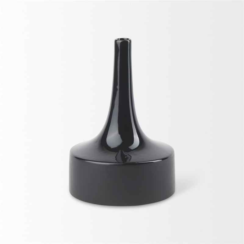 Mercana Burton 11.6H Medium Glossy And Matte Black Ceramic Jug Vase