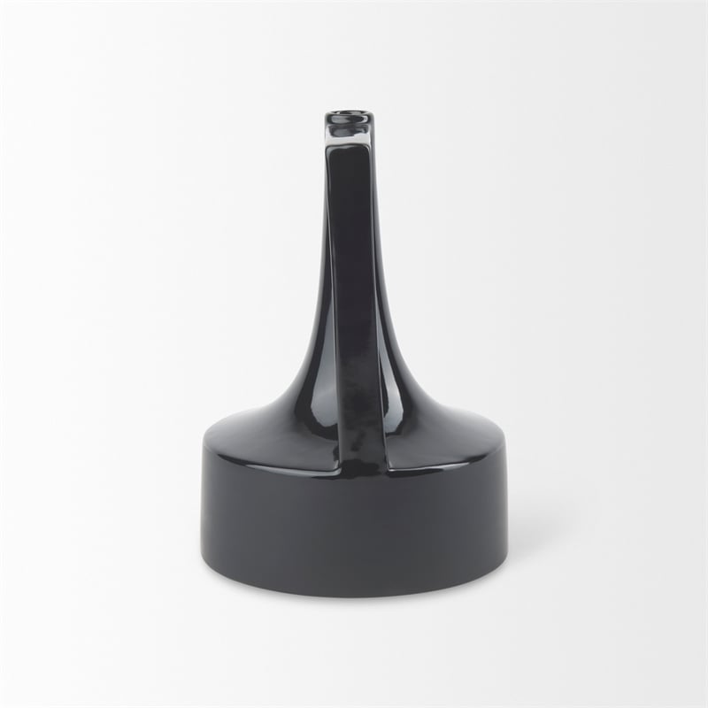 Mercana Burton 11.6H Medium Glossy And Matte Black Ceramic Jug Vase