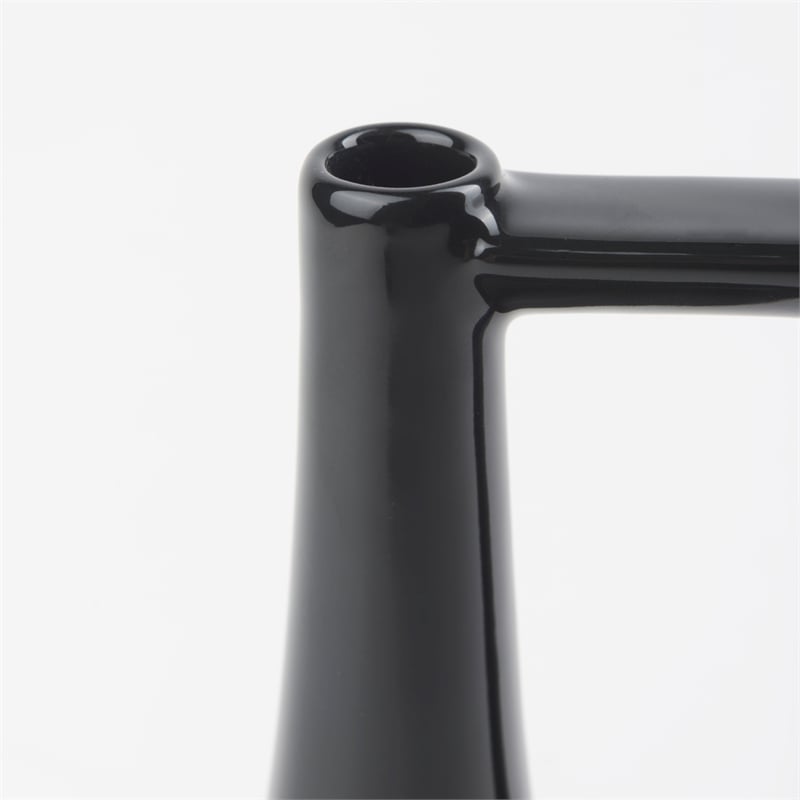 Mercana Burton 11.6H Medium Glossy And Matte Black Ceramic Jug Vase
