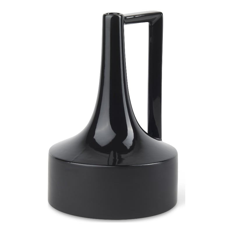 Mercana Burton 13.1H Large Glossy And Matte Black Ceramic Jug Vase