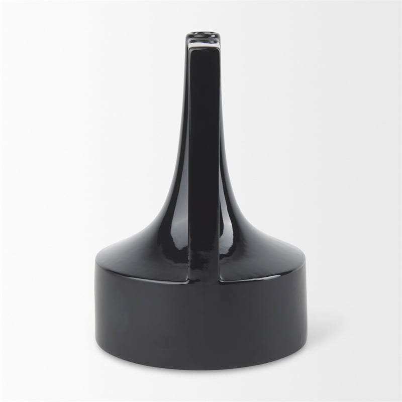 Mercana Burton 13.1H Large Glossy And Matte Black Ceramic Jug Vase