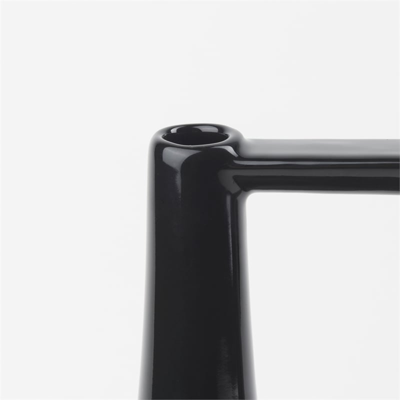 Mercana Burton 13.1H Large Glossy And Matte Black Ceramic Jug Vase