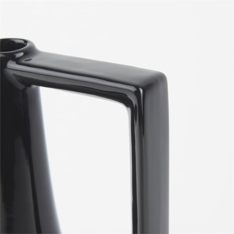 Mercana Burton 13.1H Large Glossy And Matte Black Ceramic Jug Vase