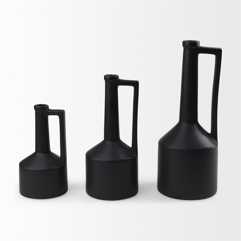 Mercana Burton 17.1H Large Matte Black Ceramic Jug Vase