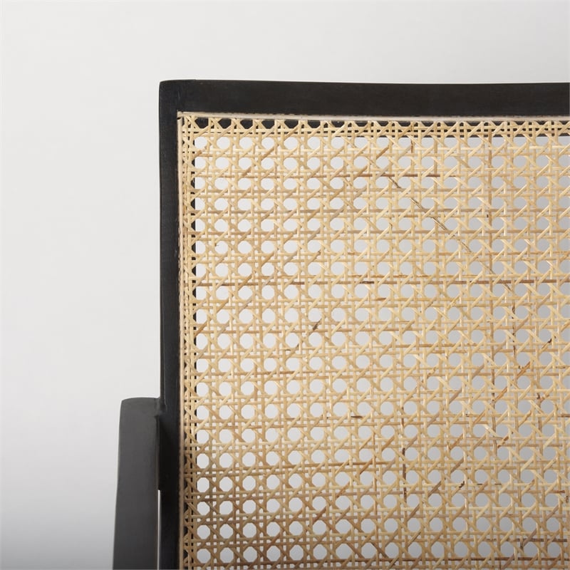 Mercana Donna Black Wood Cane-Back W/ Beige Upholstered Seat Accent Chair