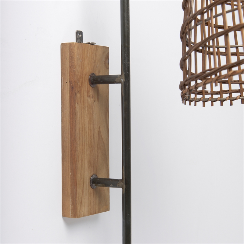 Mercana Kiley 28.0L X 7.0W X 15.6H Brown Woven Shade W/Black Metal Wall Sconce