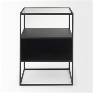 Mercana Samson Side Table Matte Black Metal And Glass in Clear