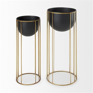 Mercana Danica Set Of 2 Matte Black Metal Plant Stands