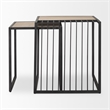 Mercana Miles Black Metal W/ Light Wood Nesting End/Side Table in Brown