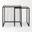 Mercana Miles Black Metal W/ Light Wood Nesting End/Side Table in Brown