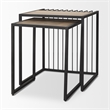 Mercana Miles Black Metal W/ Light Wood Nesting End/Side Table in Brown