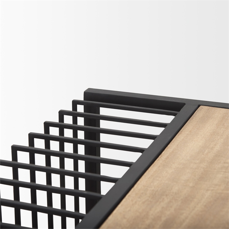 Mercana Miles Black Metal W/ Light Wood Nesting End/Side Table in Brown