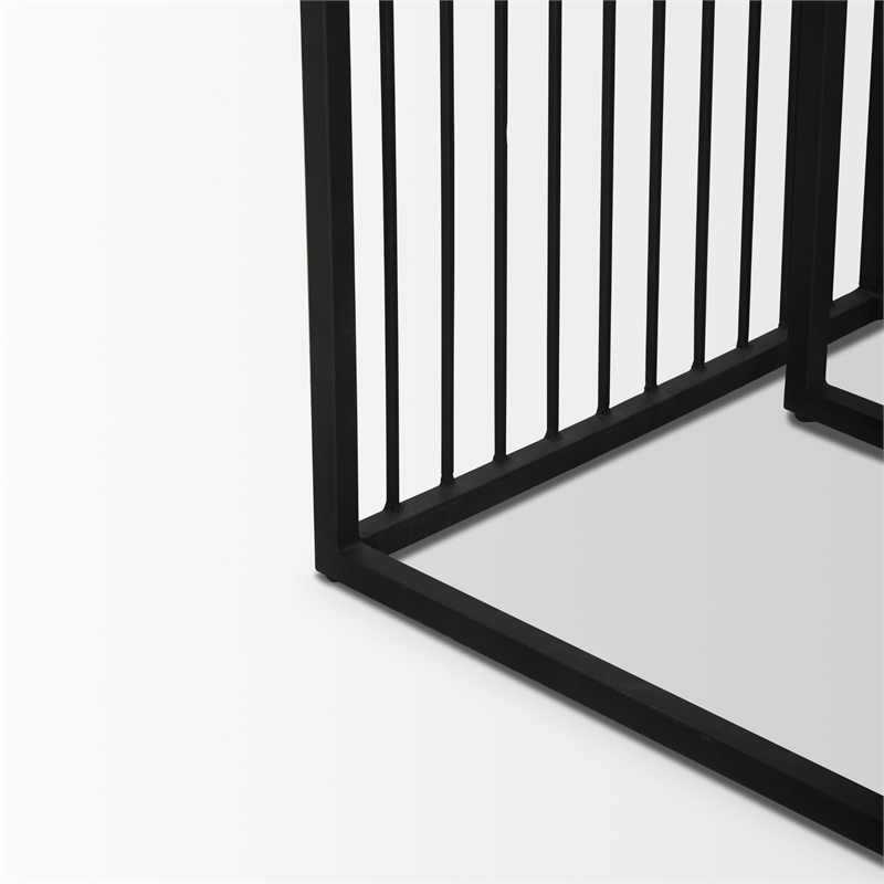 Mercana Miles Black Metal W/ Light Wood Nesting End/Side Table in Brown