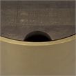 Mercana Eclipse Gold Metal Drum Base W/ Dark Brown Wood Top End/Side Table