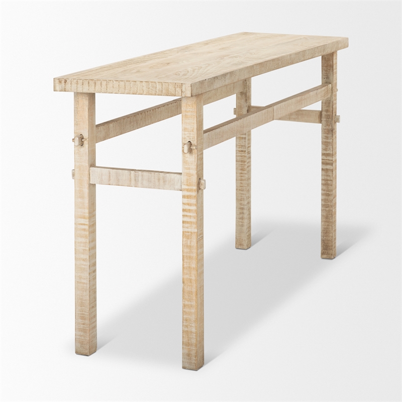 Mercana Rosie Small Blonde Wood Console Table in Brown