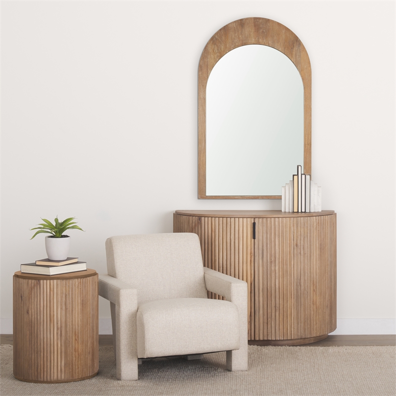 Mercana Celeste Light Brown Wood Medium Arched Mirror