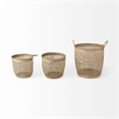 Mercana Medium Brown Seagrass Round Basket W/ Handles in Set Of 3