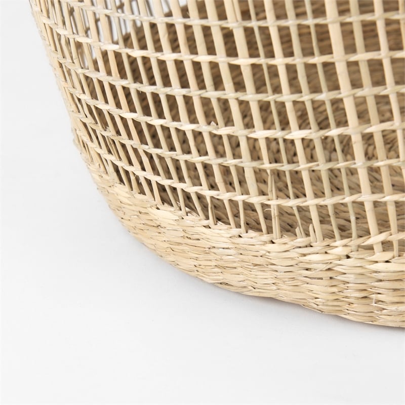 Mercana Medium Brown Seagrass Round Basket W/ Handles in Set Of 3