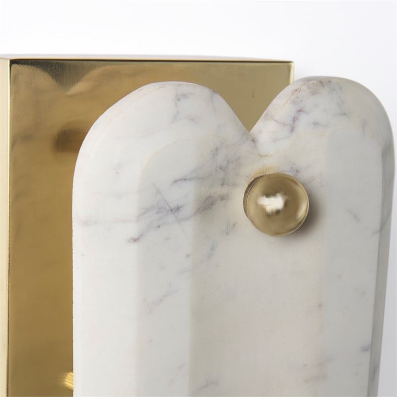 Mercana Stein 5L X 6W Gold W/ White Marble Shade Wall Sconce