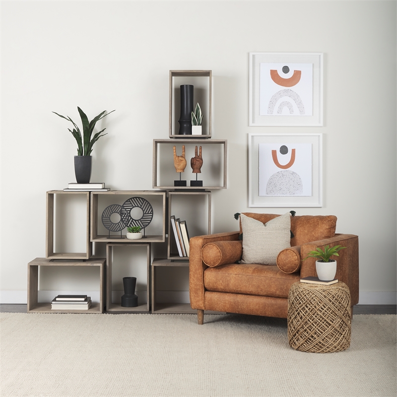 Mercana Simul Light Brown Wood Modular Shelving Unit (Set Of 2)