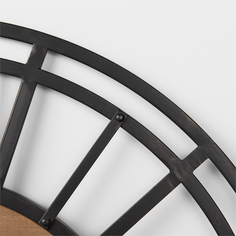 Mercana Lewiston 30.1L X 2.0W X 30.1H Black Iron W/Wood Round Wall Clock