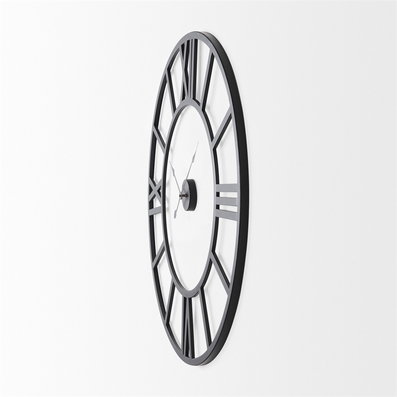 Mercana Stoke 42L X 2.0W X 42H Black Iron Round Wall Clock