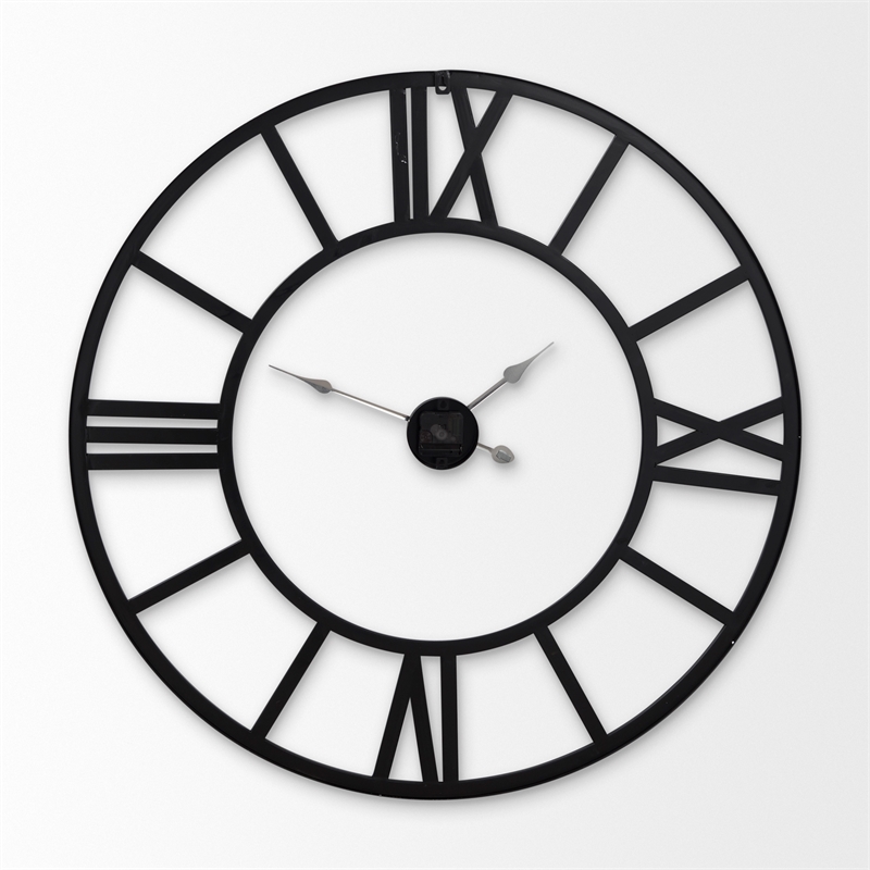 Mercana Stoke 42L X 2.0W X 42H Black Iron Round Wall Clock