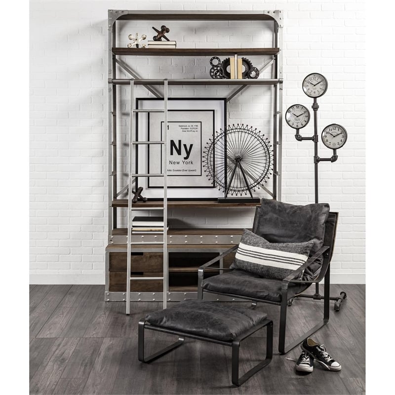 Mercana Trifect Black Iron Pipe Three Face Floor Clock