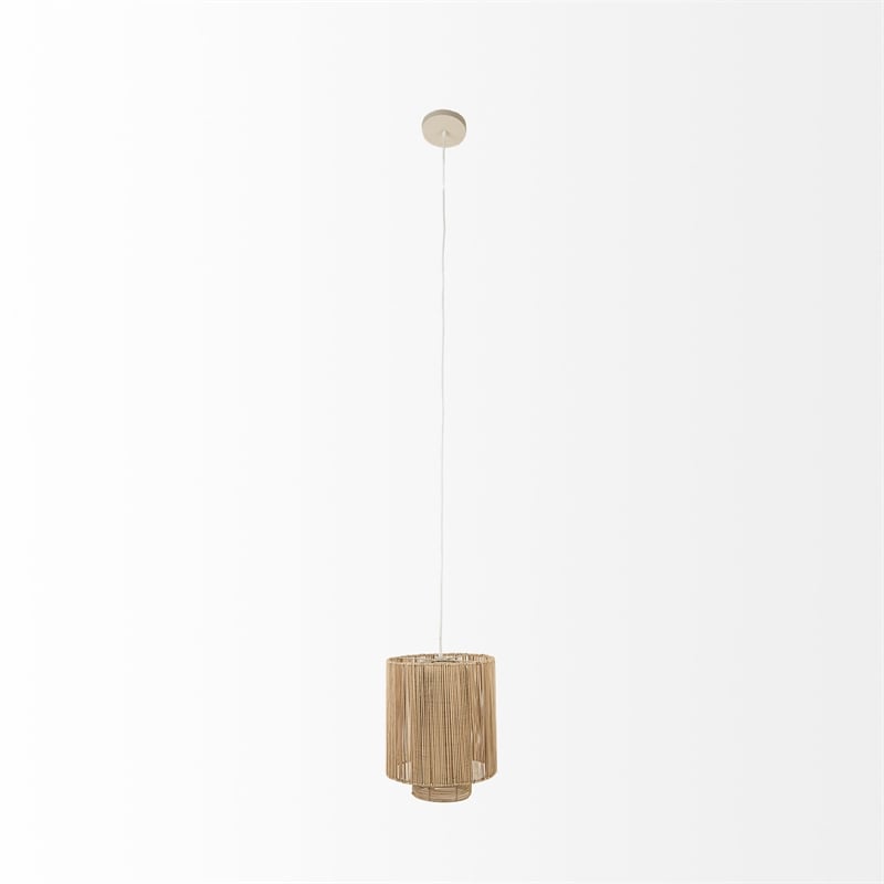 Mercana Aviario Natural Cane Cylindrical Pendant Light in Beige