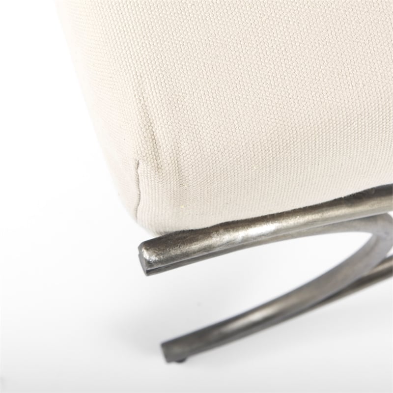 Mercana Ayla Cream Fabric Seat W/ Antique Nickel Frame Bench in Beige