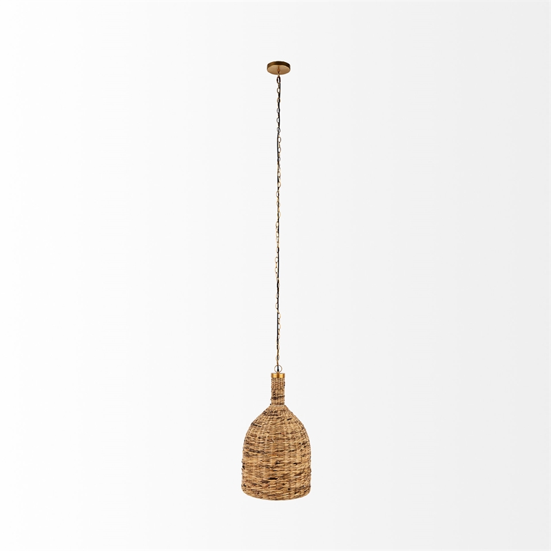 Mercana Campanile 16.0L X 16.0W X 27.0H Brown Whicker Pendant Light