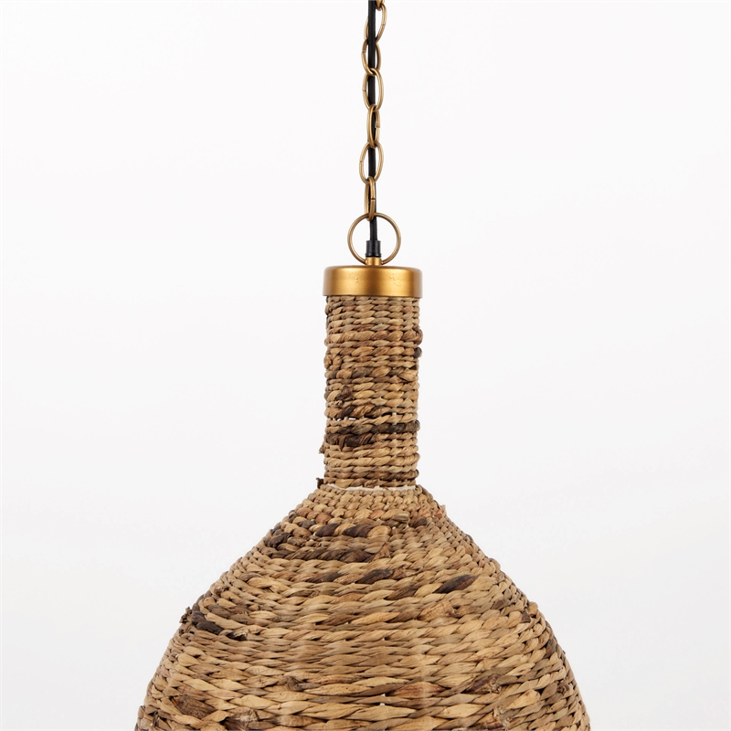 Mercana Campanile 16.0L X 16.0W X 27.0H Brown Whicker Pendant Light