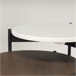 Mercana Larkin Marble & Dark Brown Wood Tabletop Nesting End/Side Table in White