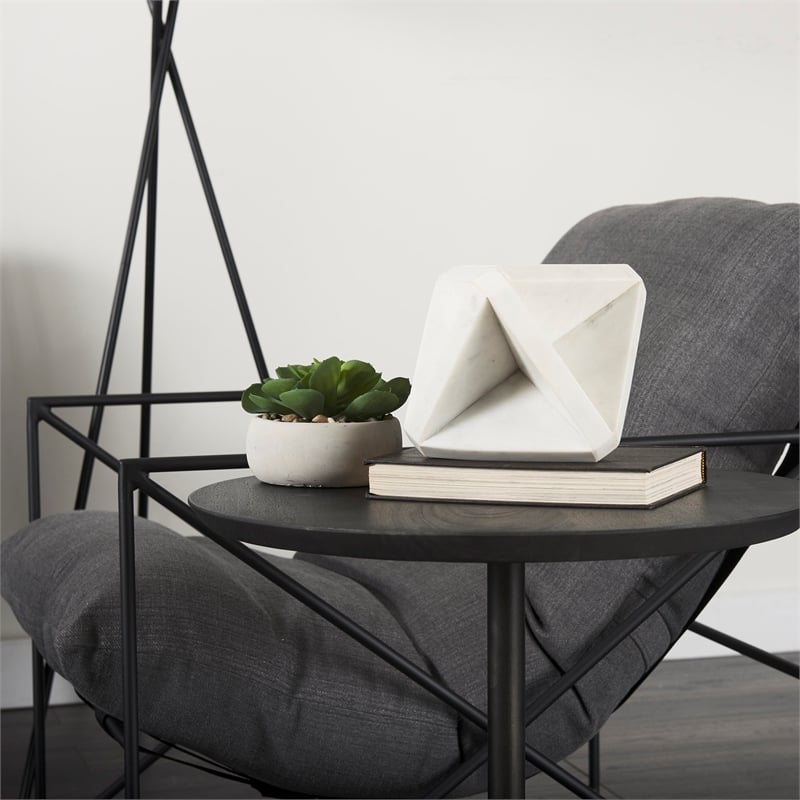 Mercana Sophia 5.5 L X 5.5 W X 8.5 H White Marble Decor Stand