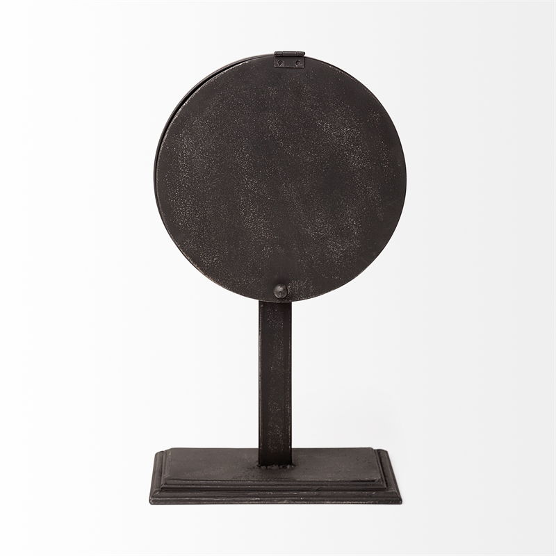 Mercana Attalack Ii Black Metal Round Face Table Clock