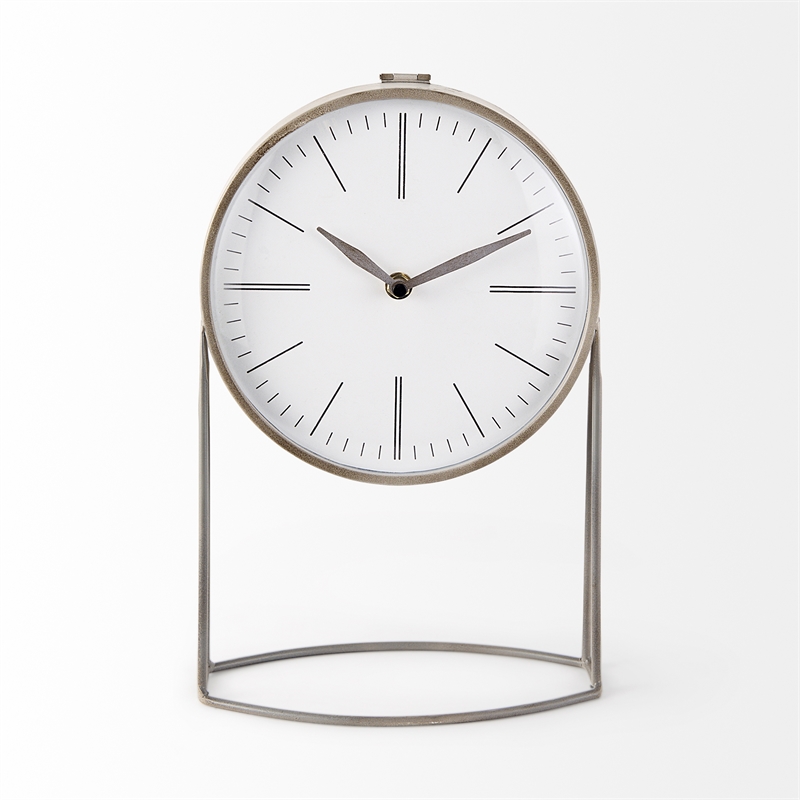 Mercana Aurus Matte Gray Metal Table Clock