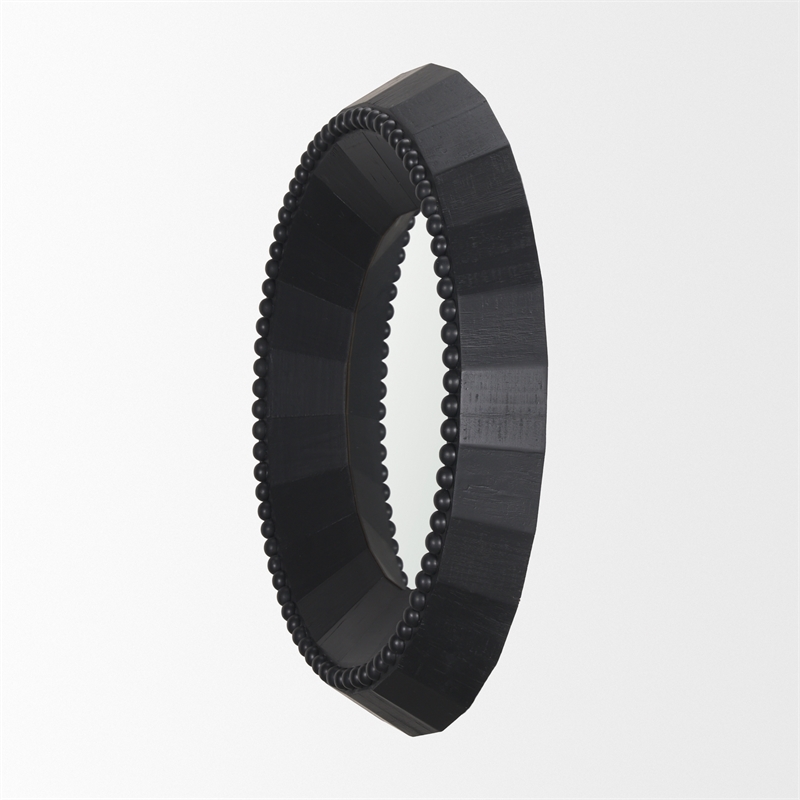 Mercana Ranela Black Beaded Wooden Wall Mirror