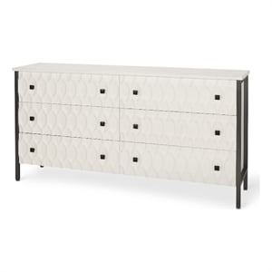 Mercana Savannah White Fir Veneer W/ Gray Metal 6-Drawer Sideboard