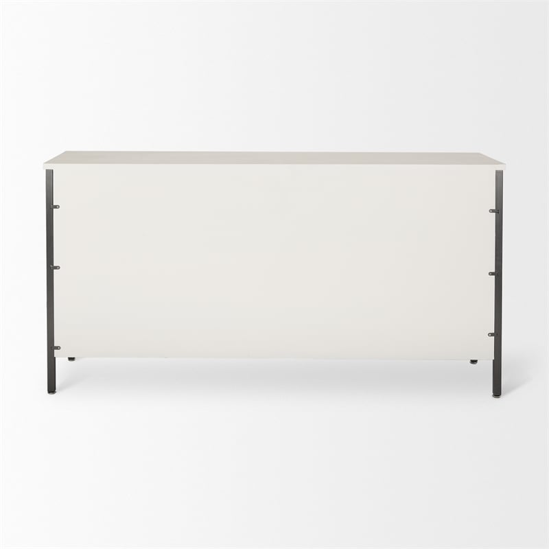 Mercana Savannah White Fir Veneer W/ Gray Metal 6-Drawer Sideboard