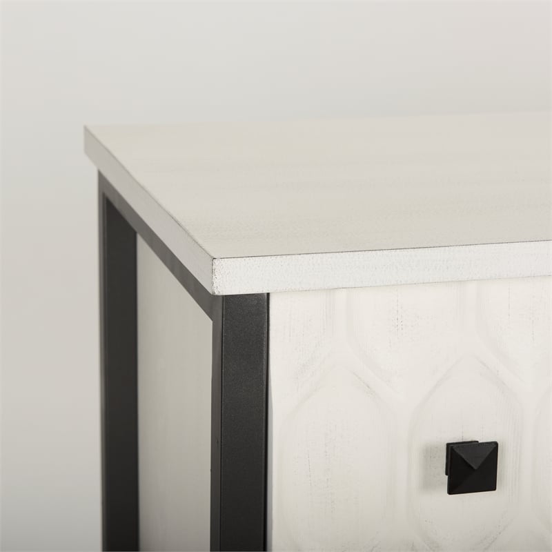 Mercana Savannah White Fir Veneer W/ Gray Metal 6-Drawer Sideboard
