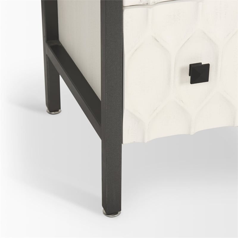 Mercana Savannah White Fir Veneer W/ Gray Metal 6-Drawer Sideboard