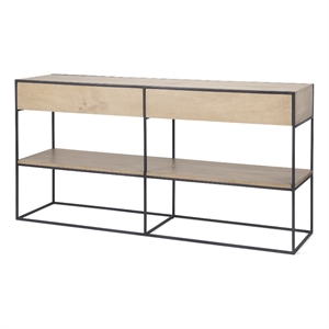 Mercana Morris Beige Wood W/ Black Metal Frame 2 Drawer Console Table