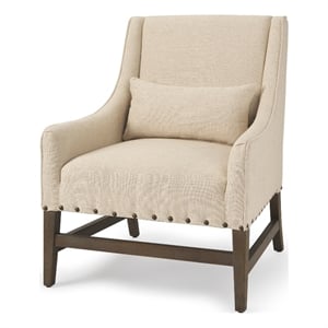 Mercana Kensington Cream Linen Fabric And Wood Accent Chair