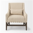 Mercana Kensington Cream Linen Fabric And Wood Accent Chair